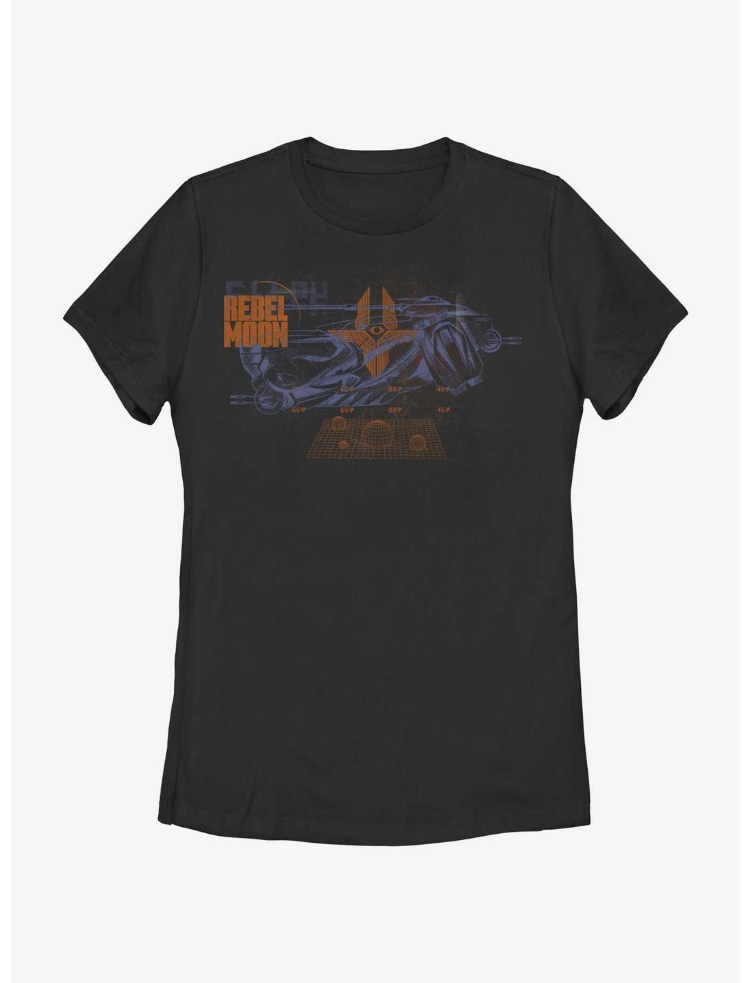 Rebel Moon Imperium Fighter Diagram Womens T-Shirt, BLACK, hi-res