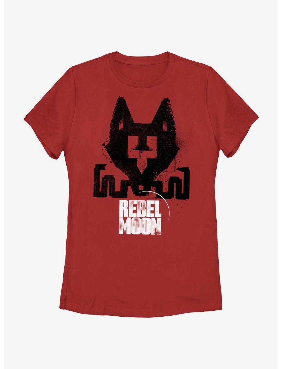 Rebel Moon Fox Stencil Womens T-Shirt, RED, hi-res
