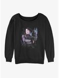 Star Wars Ahsoka Sabine Wren and Loth-Wolf Womens Slouchy Sweatshirt, BLACK, hi-res