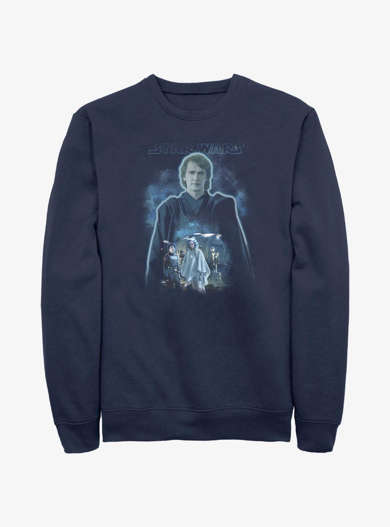 Star Wars Ahsoka Anakin Force Ghost Sweatshirt BoxLunch Web Exclusive, NAVY, hi-res