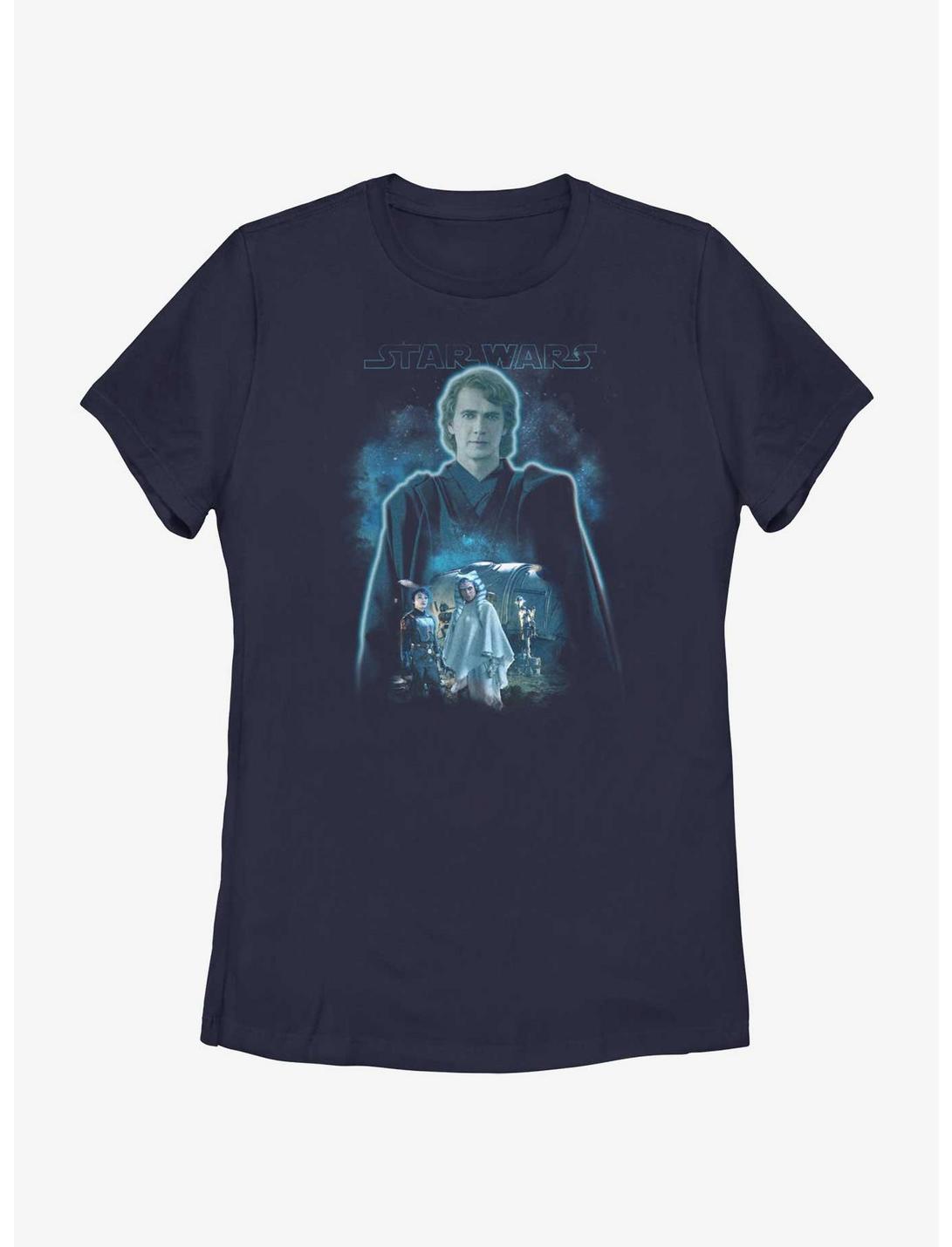 Star Wars Ahsoka Anakin Force Ghost Womens T-Shirt BoxLunch Web Exclusive, NAVY, hi-res