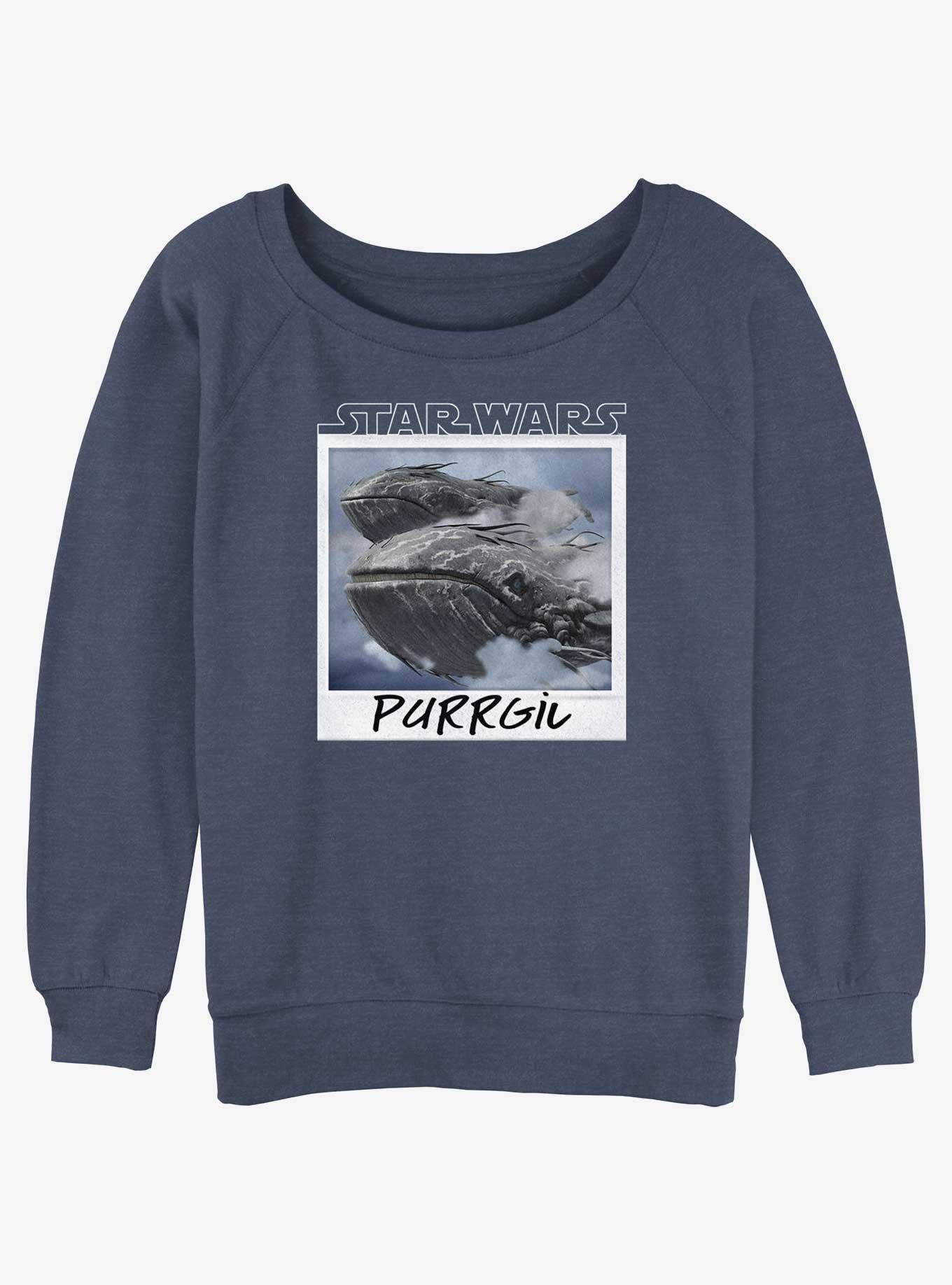 Star Wars Ahsoka Purrgil Polaroid Womens Slouchy Sweatshirt, BLUEHTR, hi-res