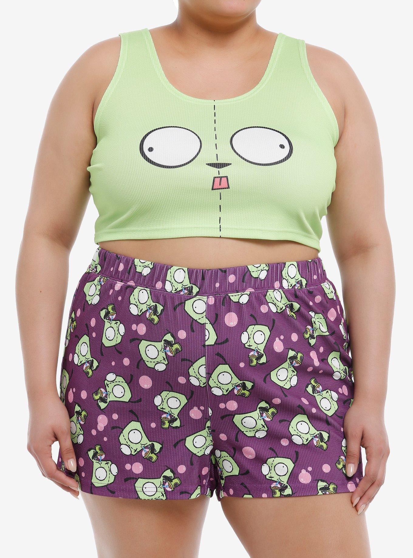 Invader Zim GIR Face Girls Lounge Set Plus Size, PURPLE, hi-res