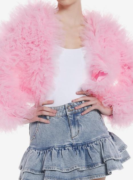 Azalea Wang Pink Tulle Long-Sleeve Shrug | Hot Topic