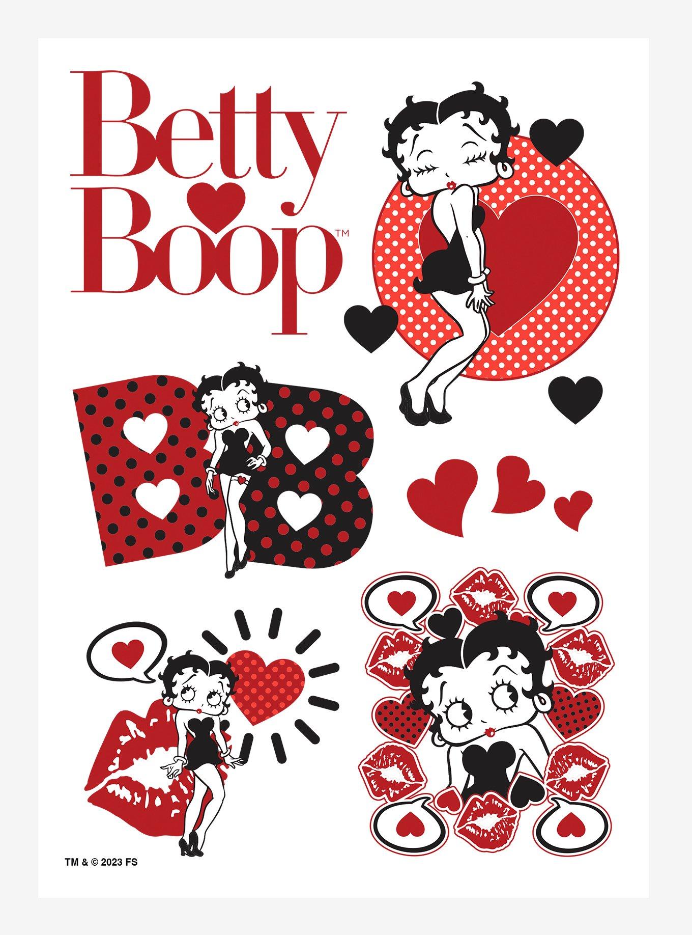 Betty Boop Hearts And Kisses Kiss-Cut Sticker Sheet, , hi-res