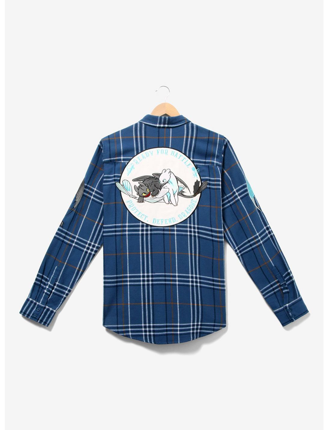 Dreamworks How to Train Your Dragon Toothless and Light Fury Flannel — BoxLunch Exclusive, BLUE, hi-res