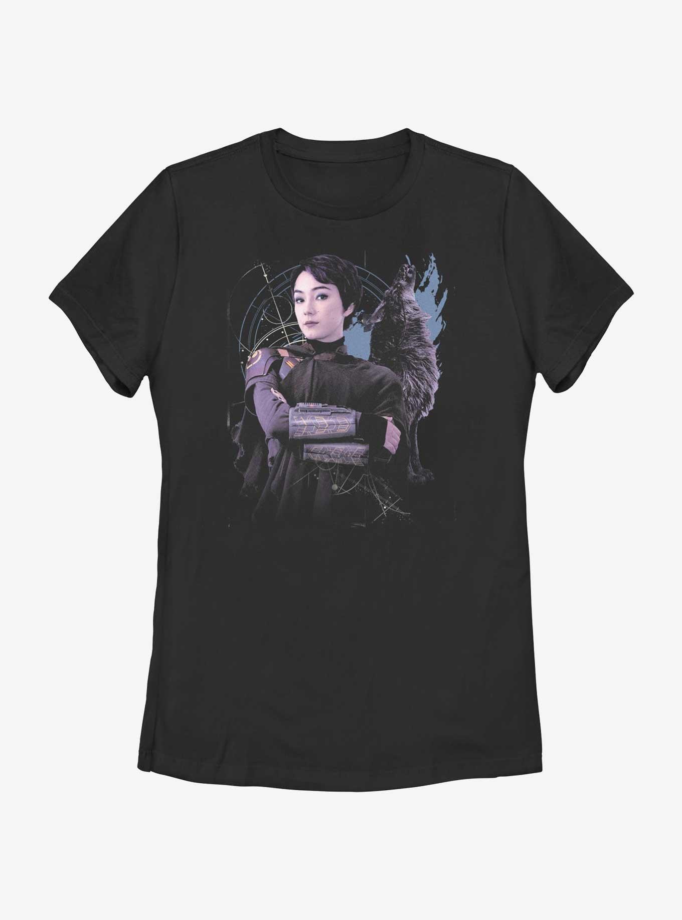 Star Wars Ahsoka Sabine Wren and Loth-Wolf Womens T-Shirt, BLACK, hi-res