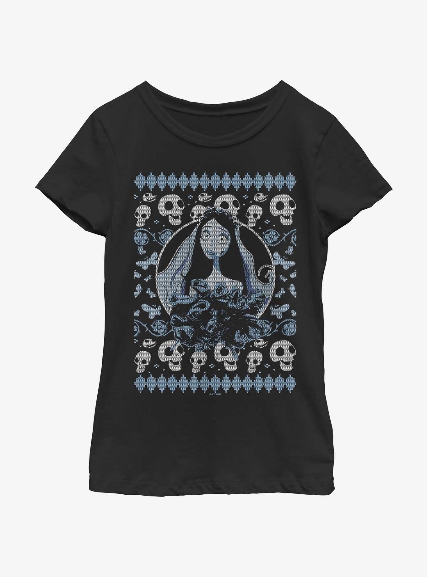 Corpse Bride Ugly Sweater Pattern Youth Girls T-Shirt