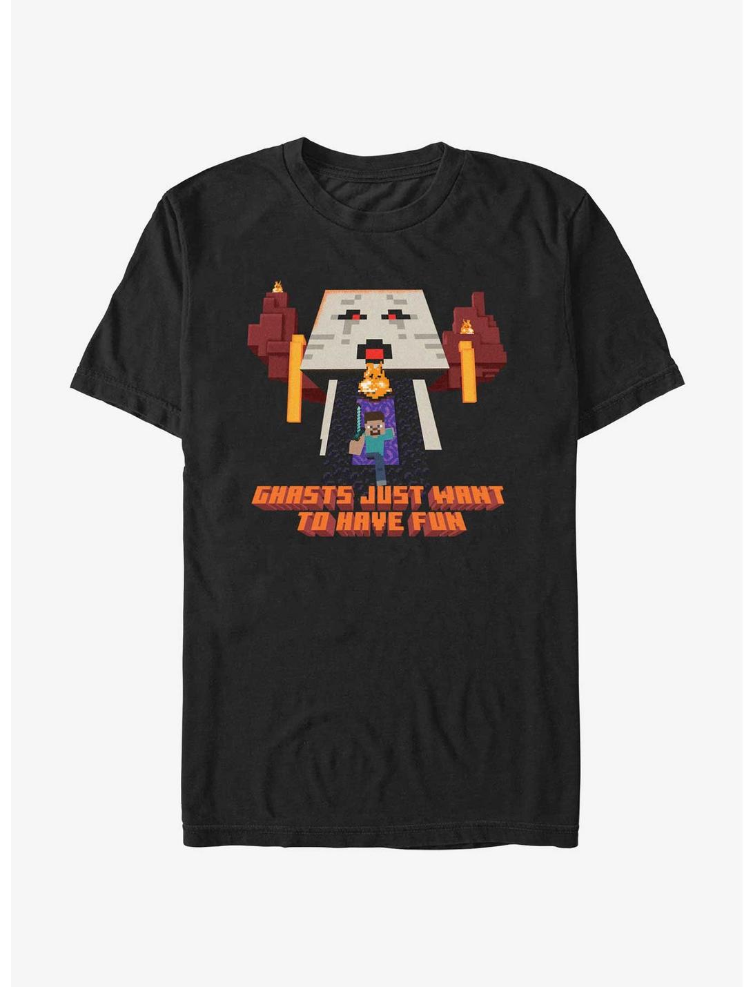 Minecraft Ghasts Just Want To Have Fun T-Shirt, BLACK, hi-res
