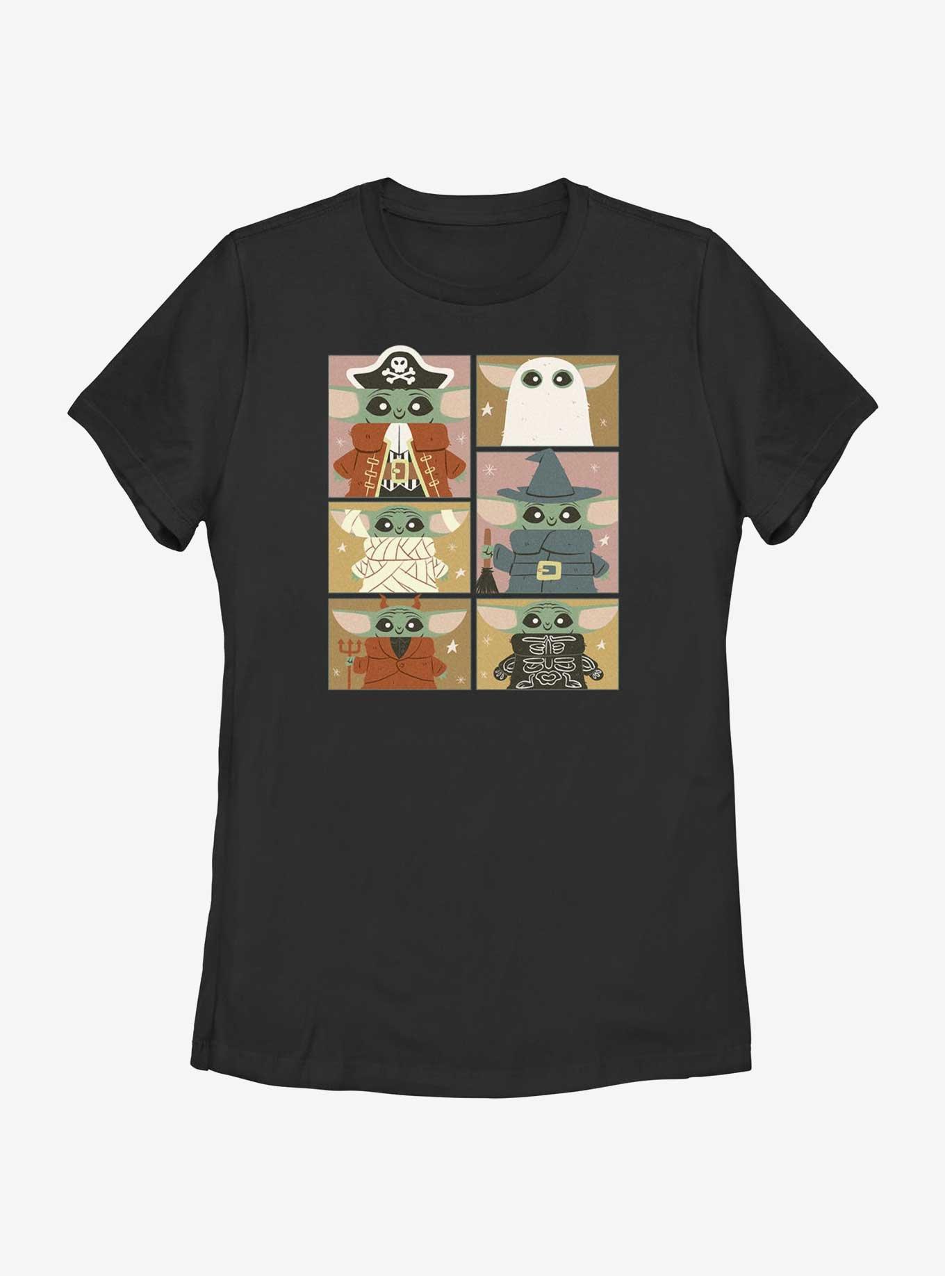 Star Wars The Mandalorian Grogu Halloween Costumes Grid Womens T-Shirt, BLACK, hi-res