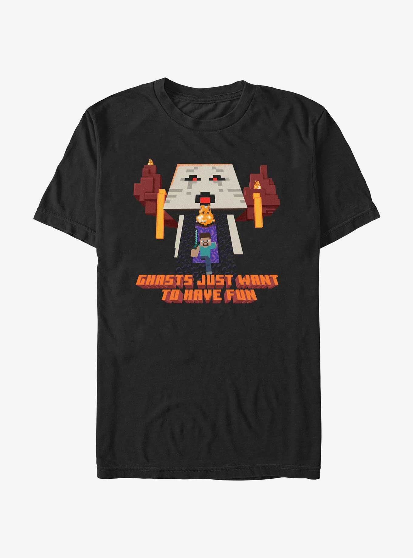 Minecraft Ghasts Just Want To Have Fun T-Shirt, BLACK, hi-res