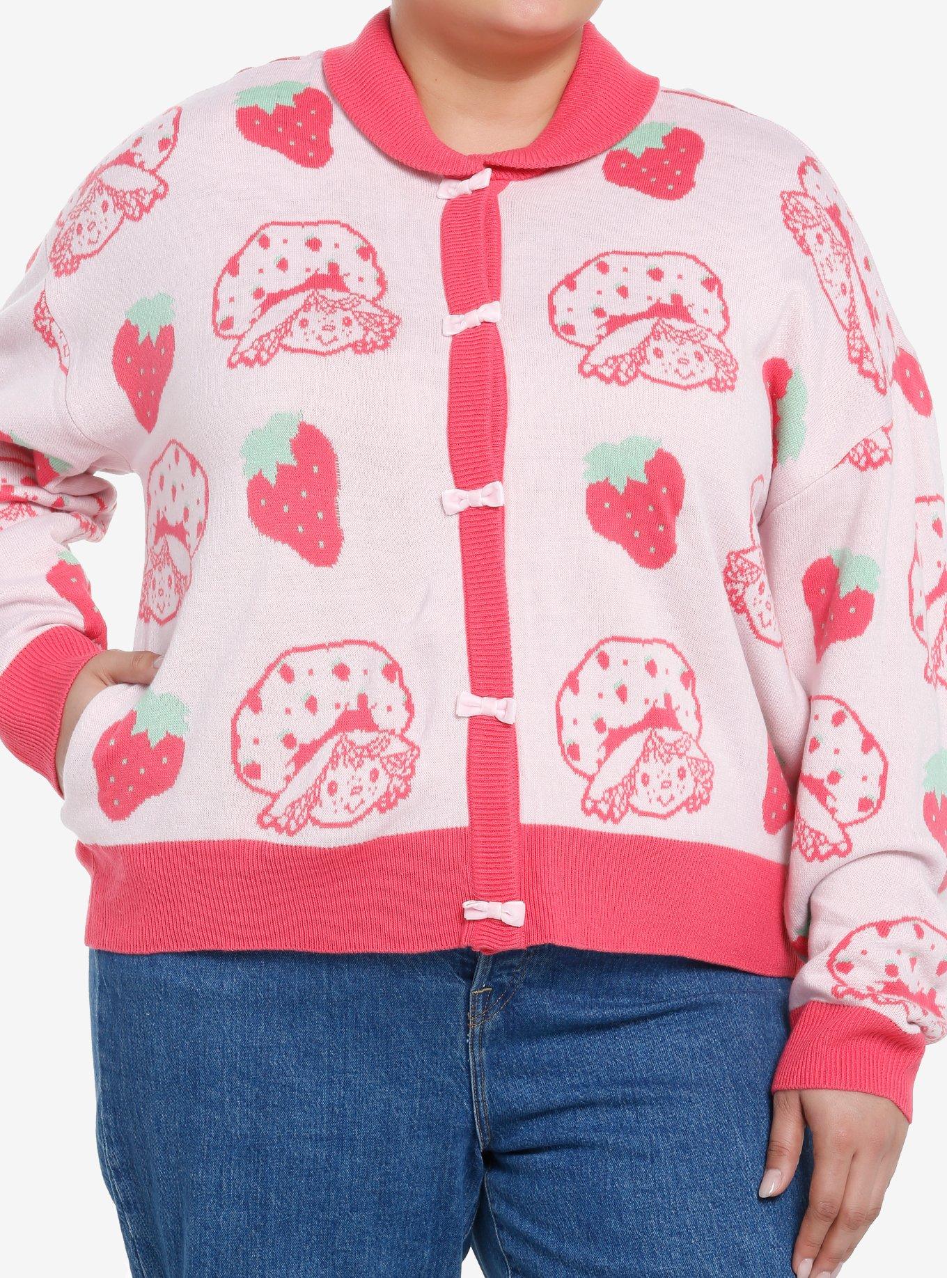 Strawberry Shortcake Bows Collared Cardigan Plus Size, , hi-res