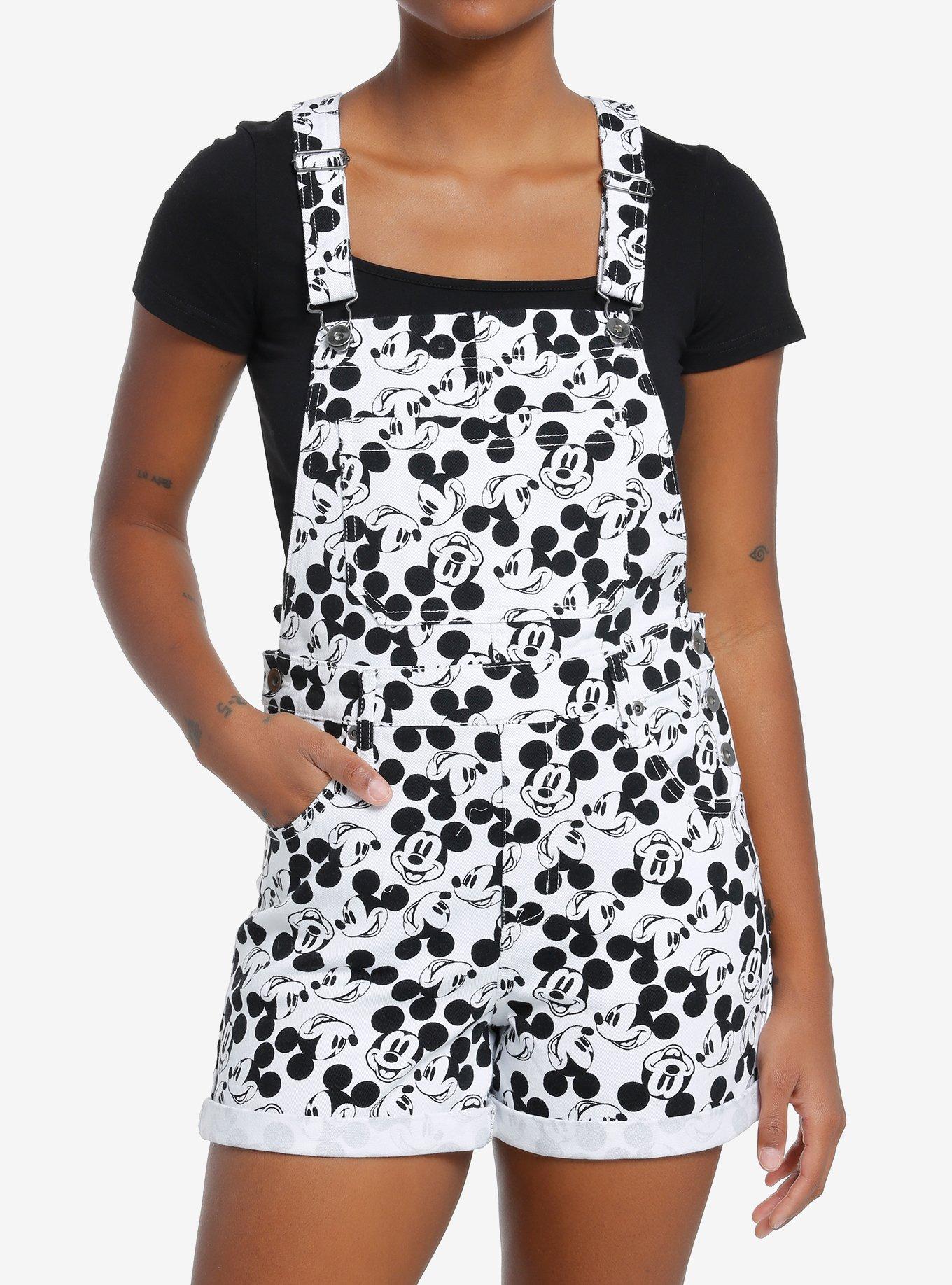 Disney Mickey Mouse Black & White Shortalls, BLACK  WHITE, hi-res