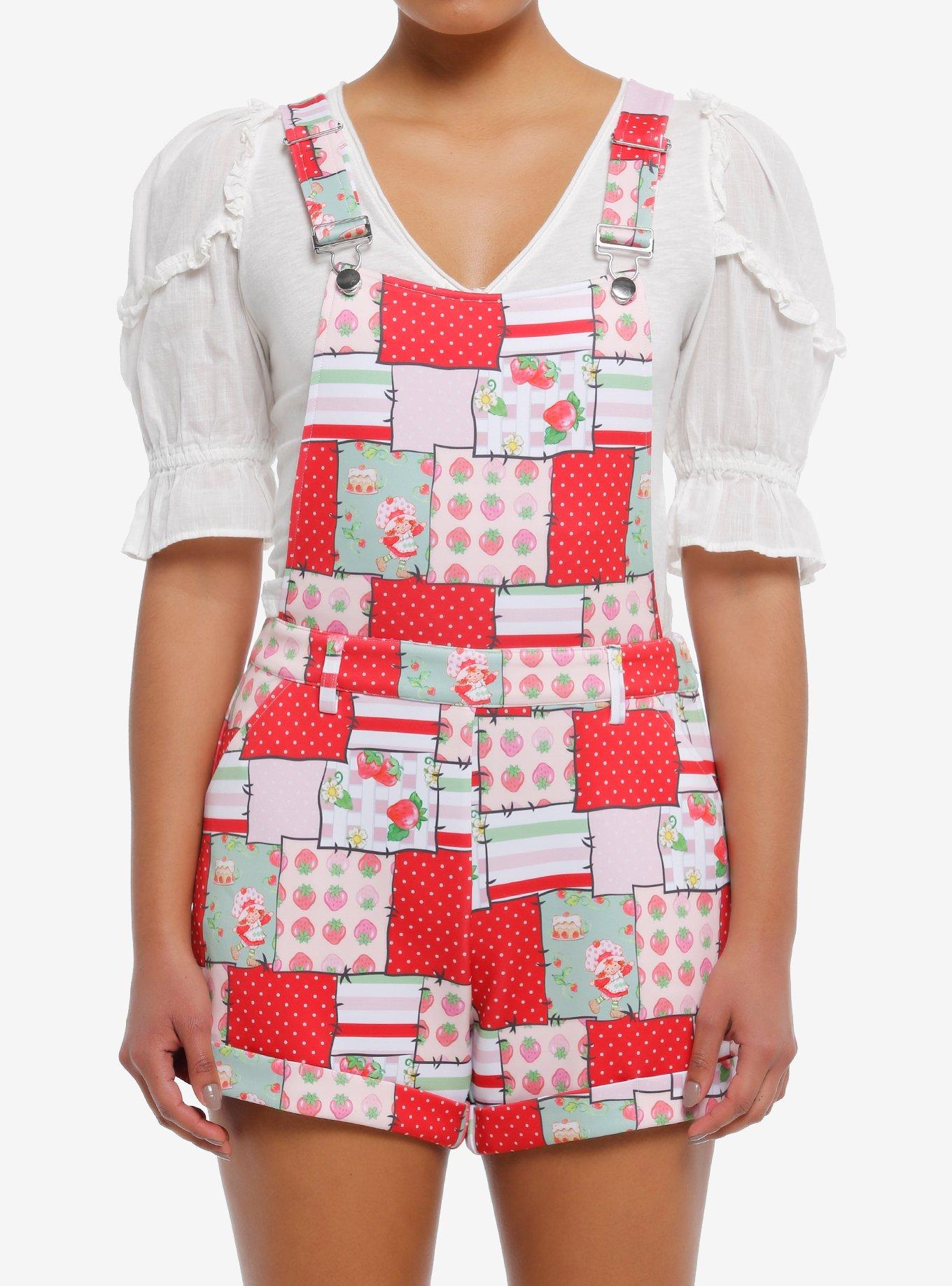 Strawberry Shortcake Patchwork Shortalls, MULTI, hi-res