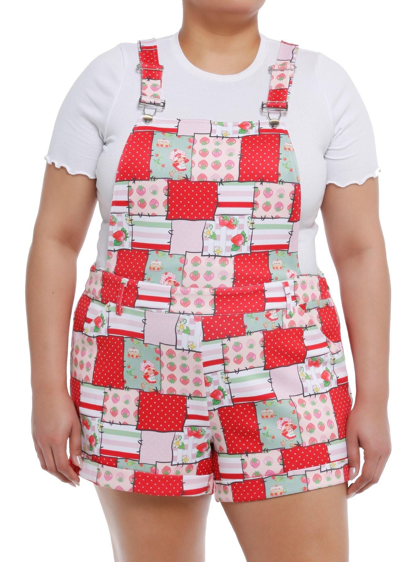 Strawberry Shortcake Patchwork Shortalls Plus Size, MULTI, hi-res