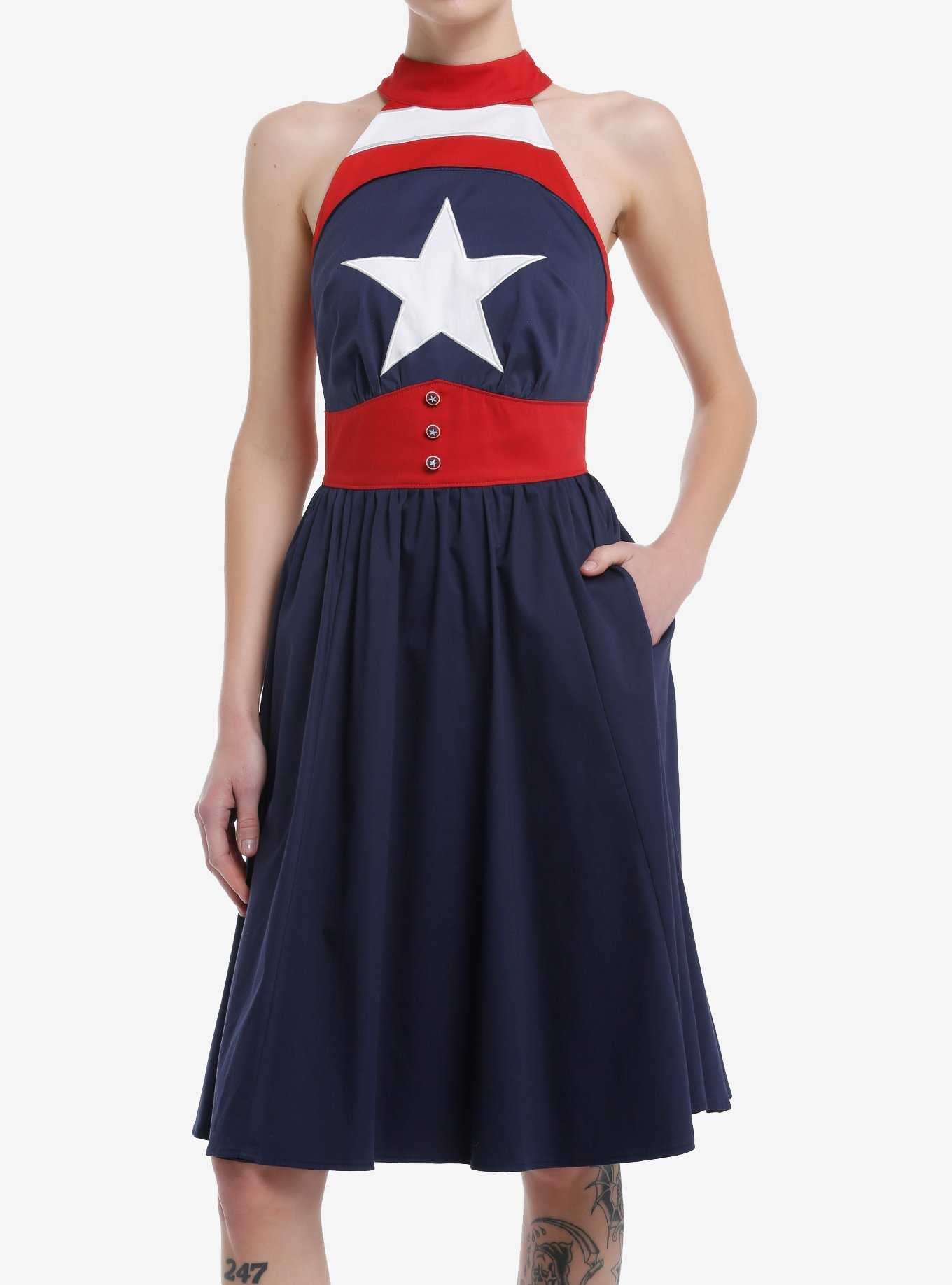 Her Universe Marvel Captain America Retro Halter Dress Her Universe Exclusive, , hi-res
