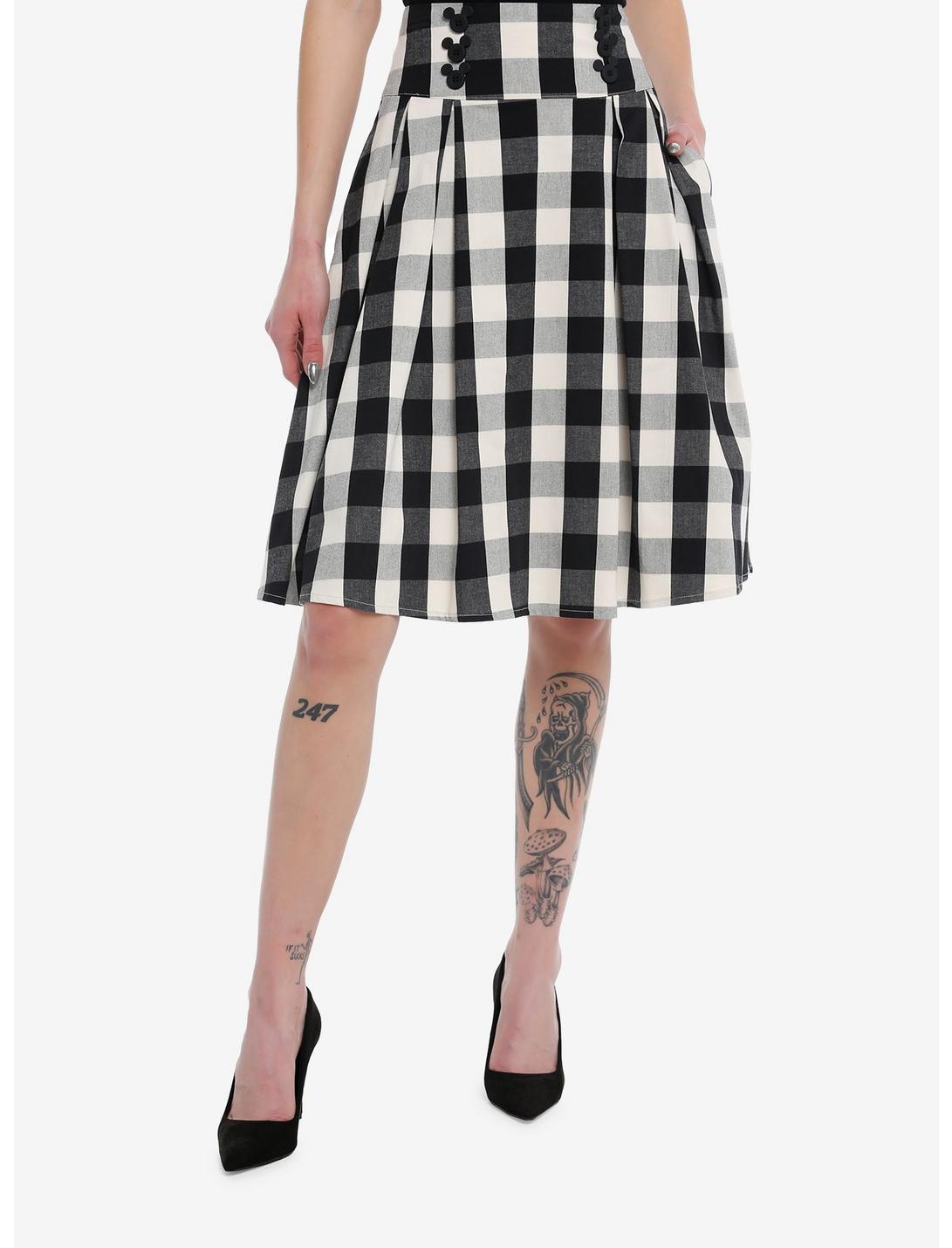 Her Universe Disney Mickey Mouse Checkered Retro Skirt Her Universe Exclusive, IVORY  BLACK, hi-res