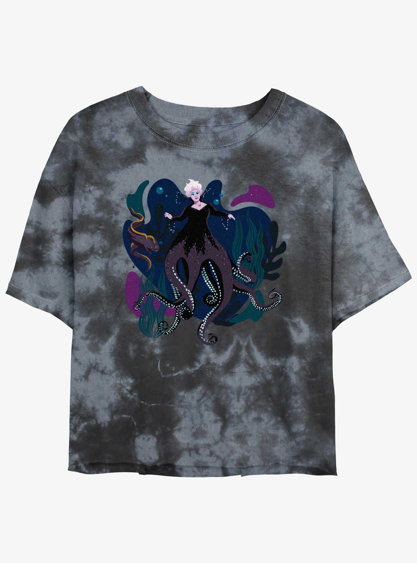 Disney The Little Mermaid Ursula With Her Eels Girls Tie-Dye Crop T-Shirt, BLKCHAR, hi-res