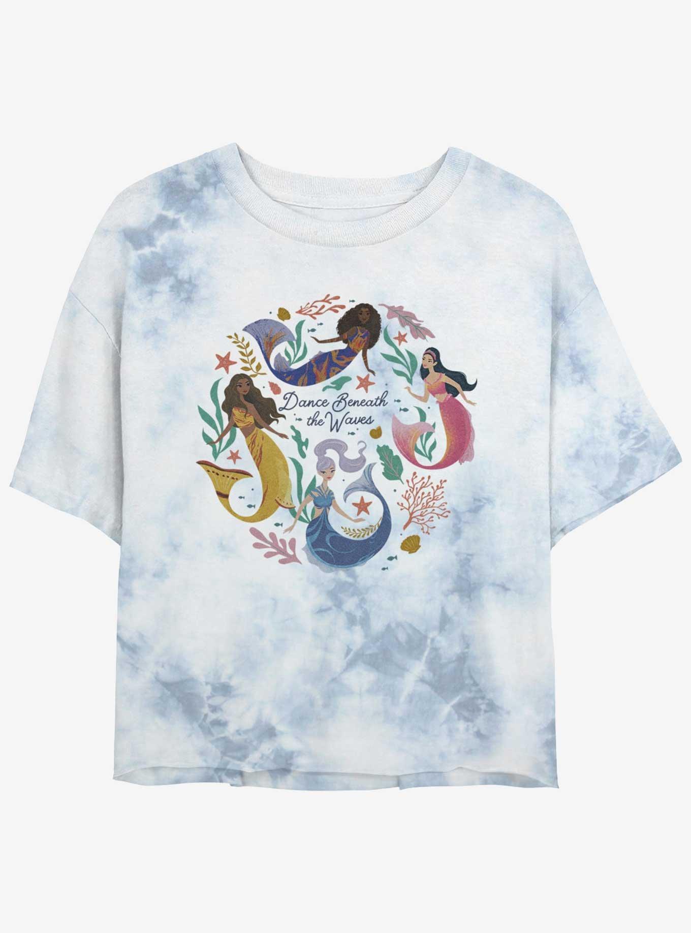 Disney The Little Mermaid Dance Beneath Waves Girls Tie-Dye Crop T-Shirt