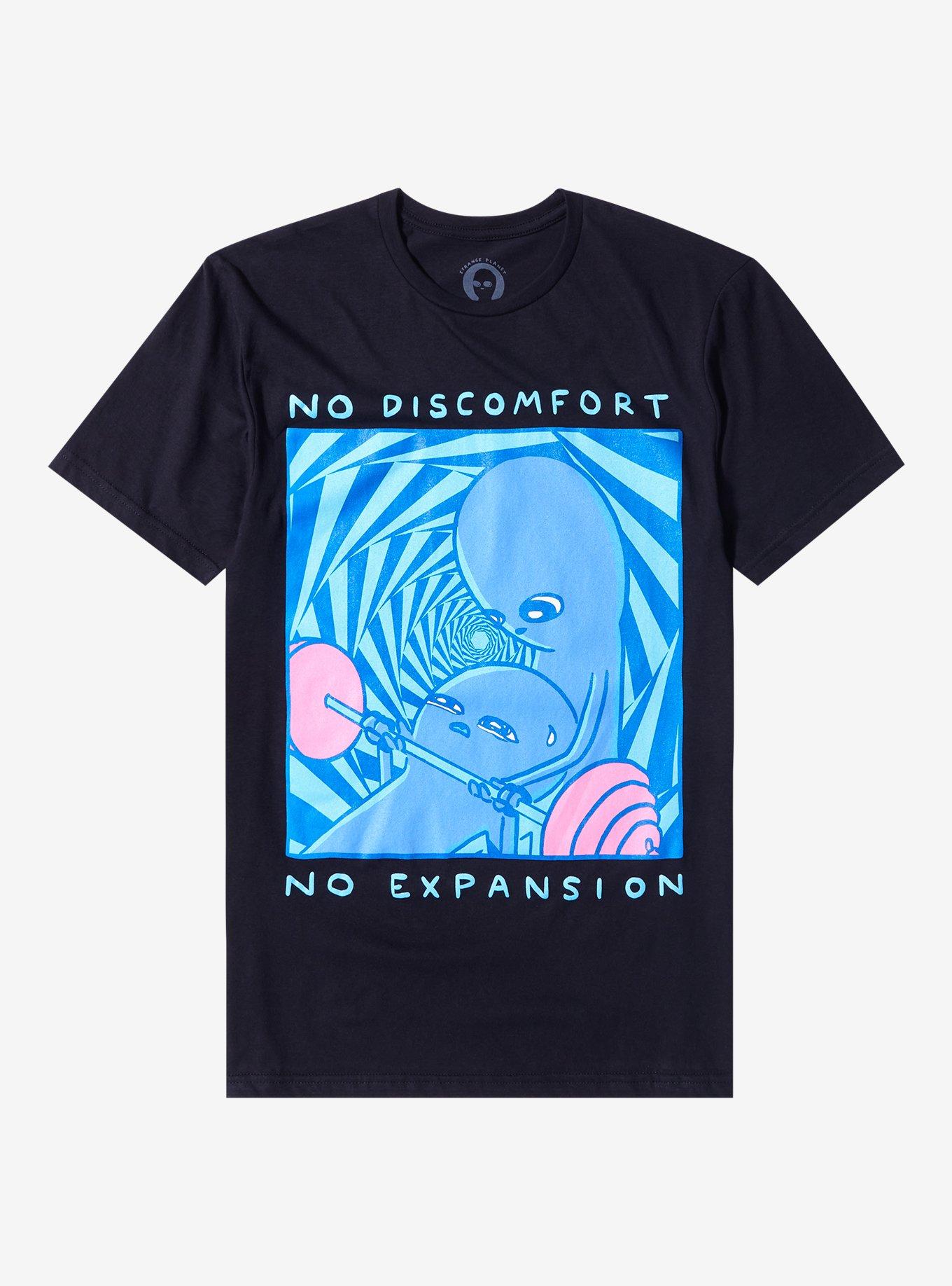 Strange Planet No Discomfort No Expansion T-Shirt By Nathan W. Pyle, BLACK, hi-res