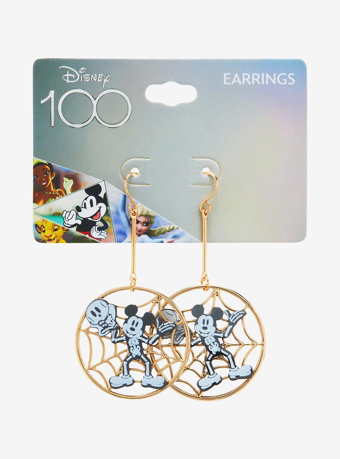 Disney100 Mickey Mouse Skeleton Web Drop Earrings, , hi-res