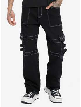 Black & White Contrast Stitch Cargo Pants, , hi-res