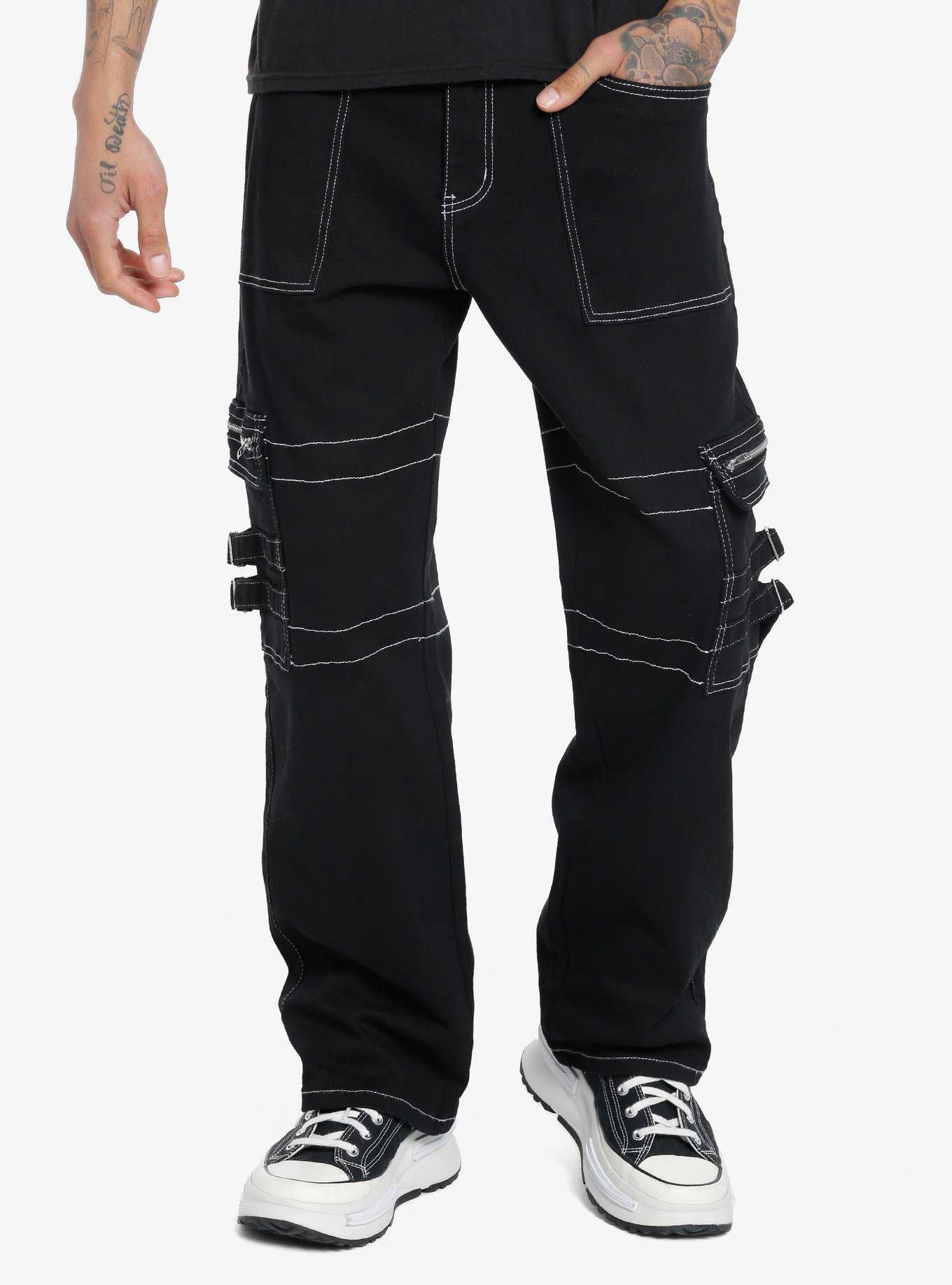 Hot Topic, Pants & Jumpsuits, Hot Topic Black White Gothic Split Pants  With Detachable Chain