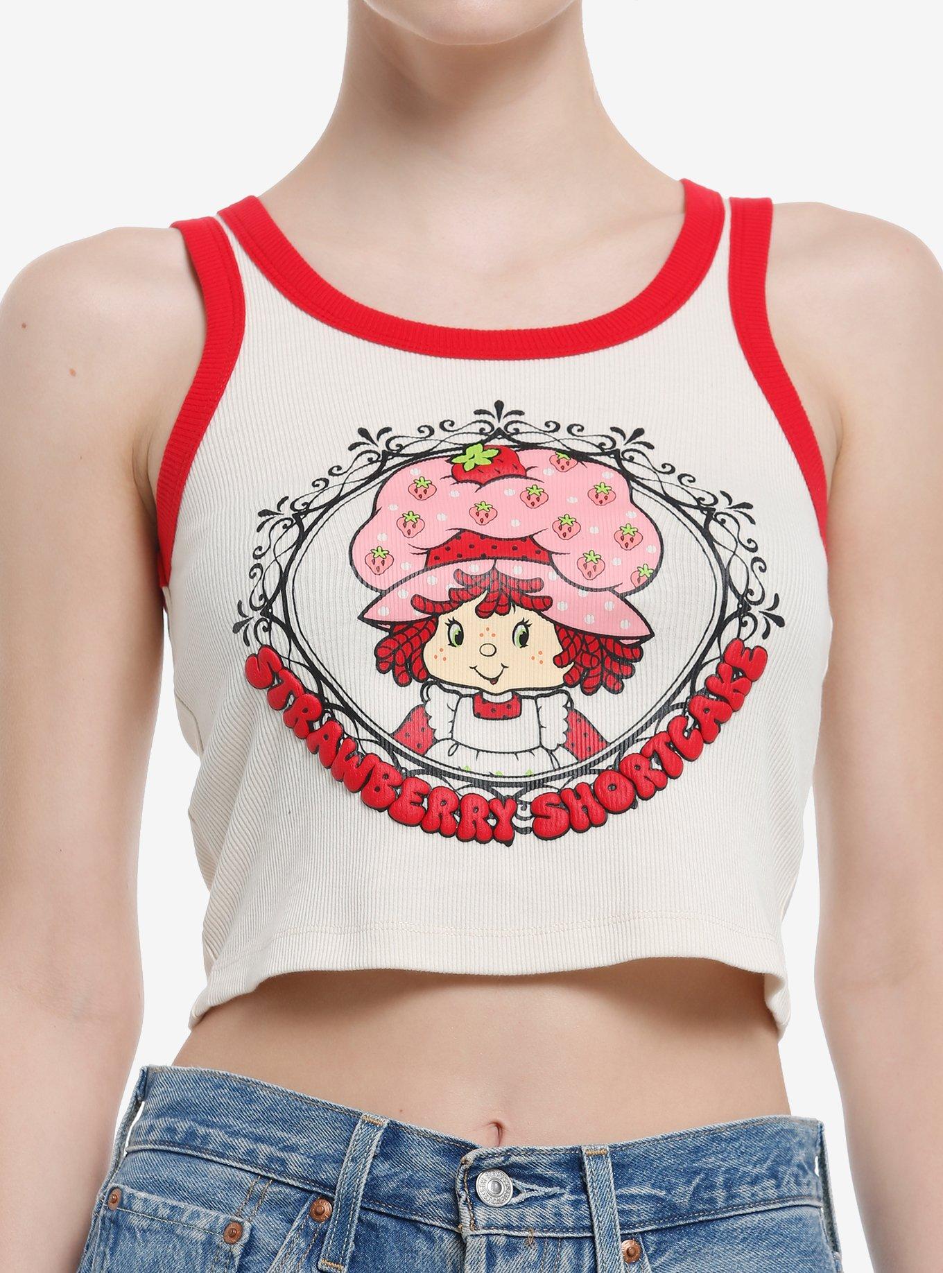 Strawberry Shortcake Vintage Frame Ribbed Girls Crop Tank Top