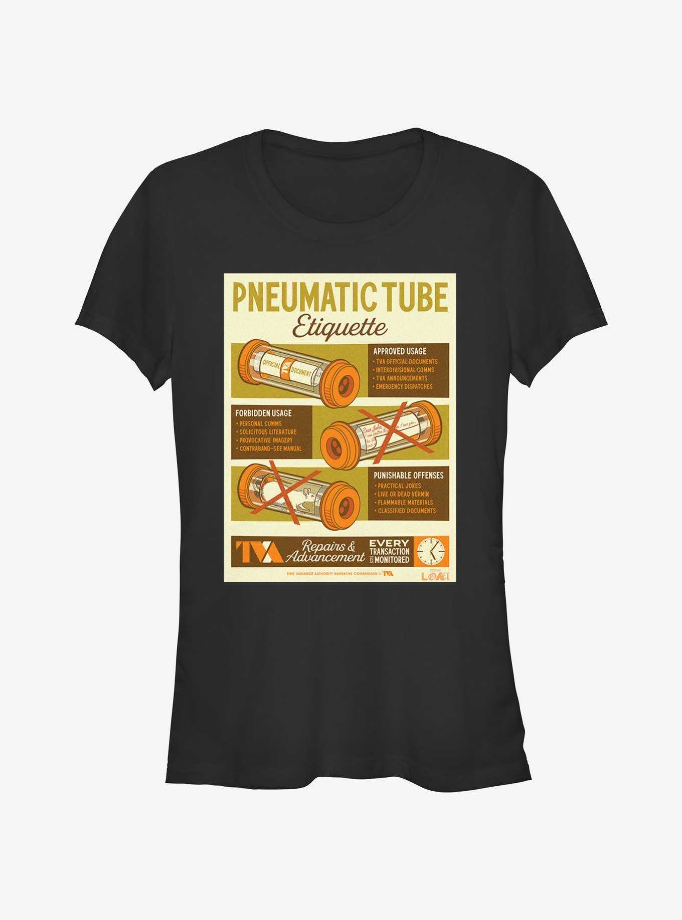 Marvel Loki Pneumatic Tube Infographic Poster Girls T-Shirt, , hi-res