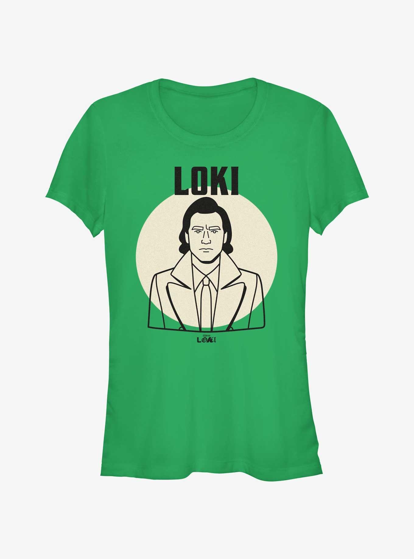 Marvel Loki Line Drawing Portrait Girls T-Shirt