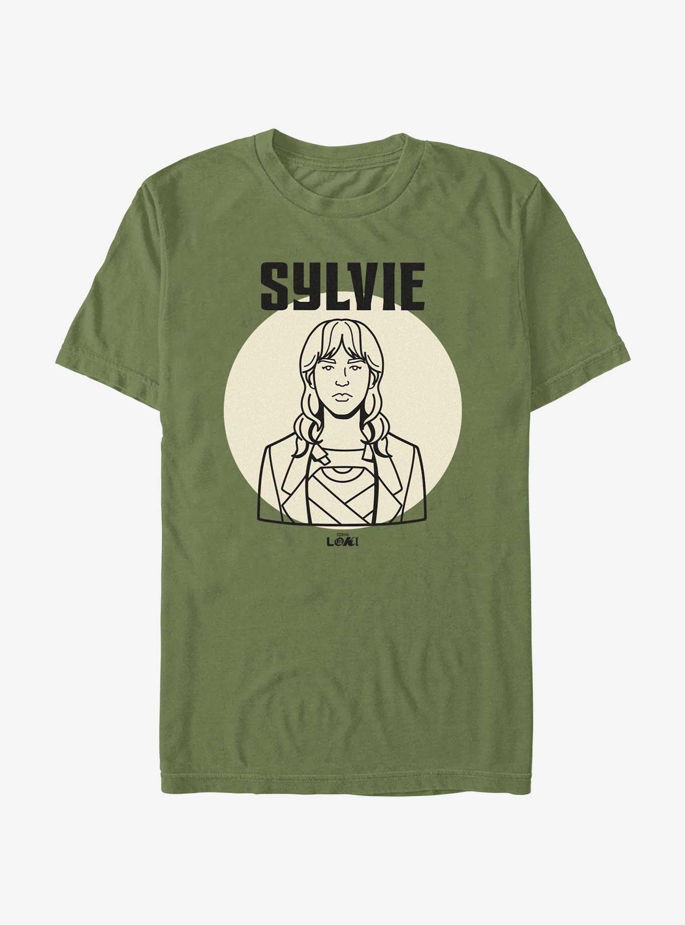 Marvel Loki Line Drawing Sylvie Portrait Extra Soft T-Shirt, MIL GRN, hi-res