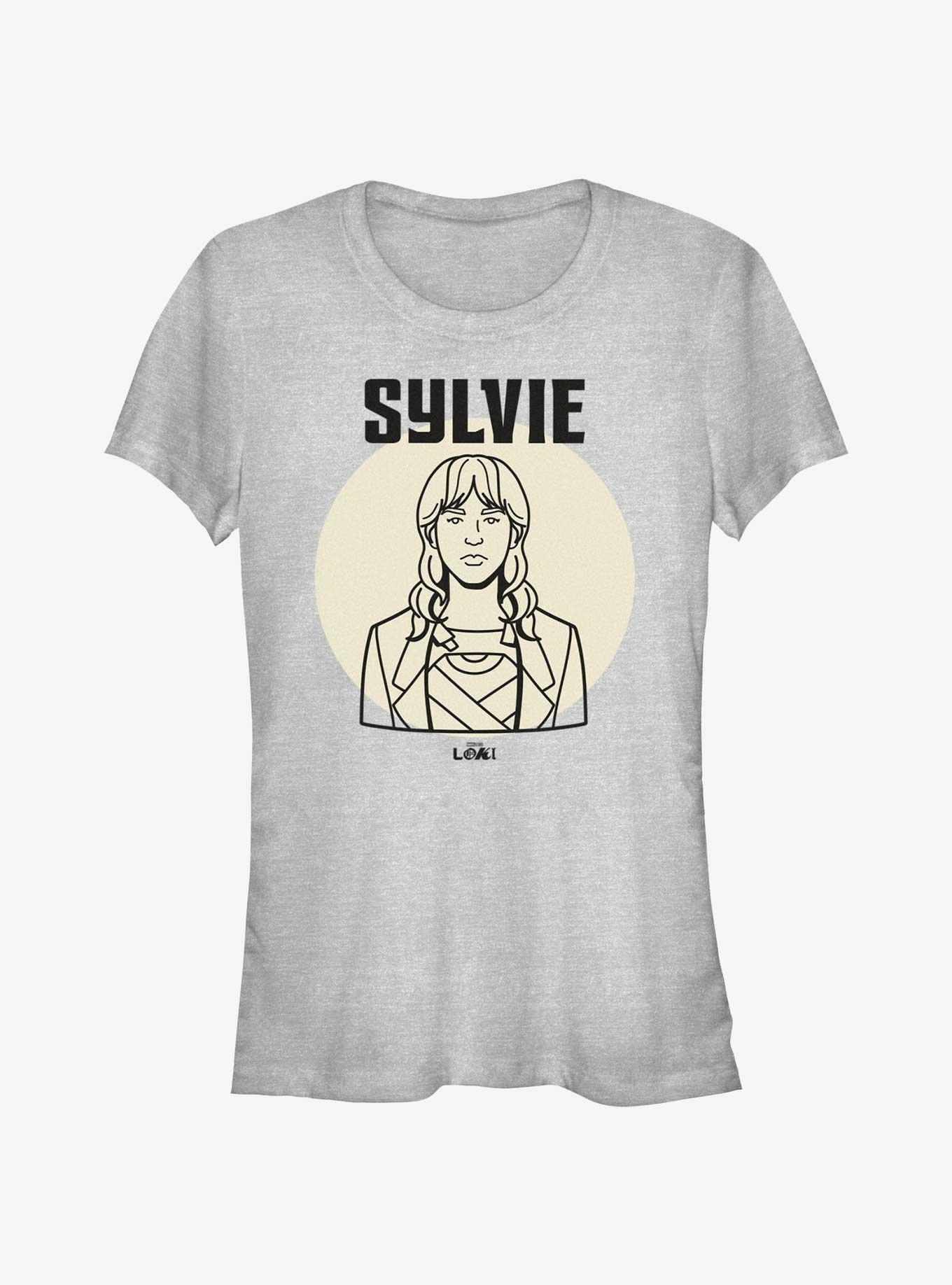 Marvel Loki Line Drawing Sylvie Portrait Girls T-Shirt, ATH HTR, hi-res