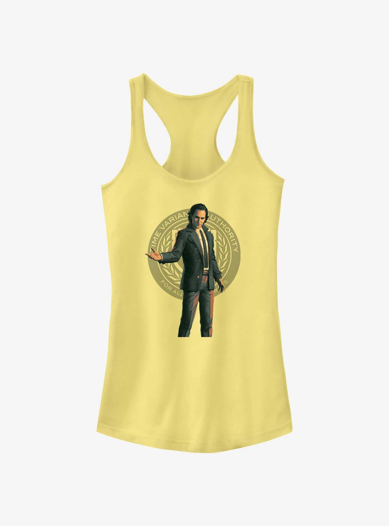 Marvel Loki Time Variant Authority Badge Girls Tank, BANANA, hi-res