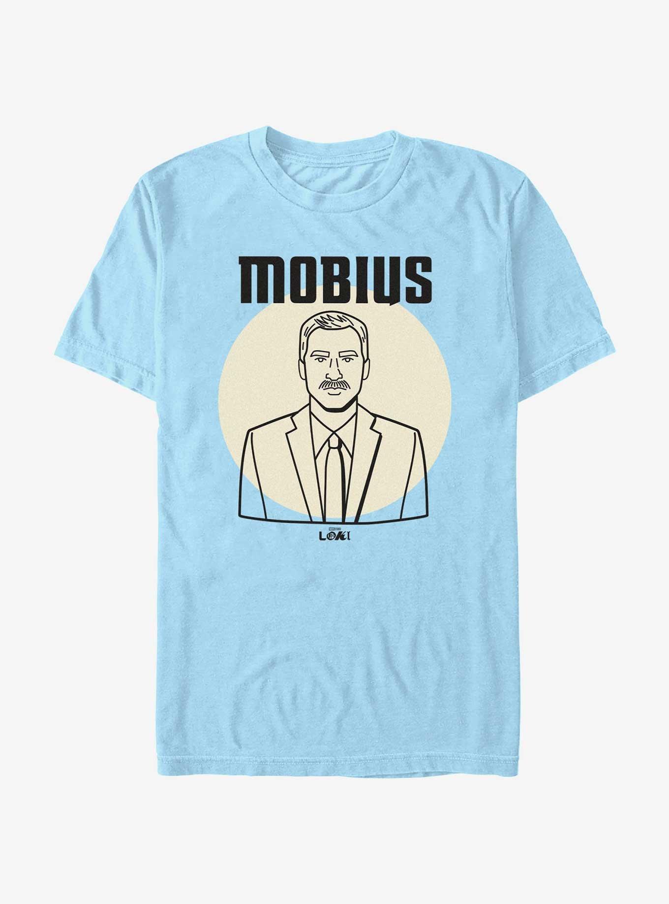 Marvel Loki Line Drawing Mobius Portrait T-Shirt, LT BLUE, hi-res