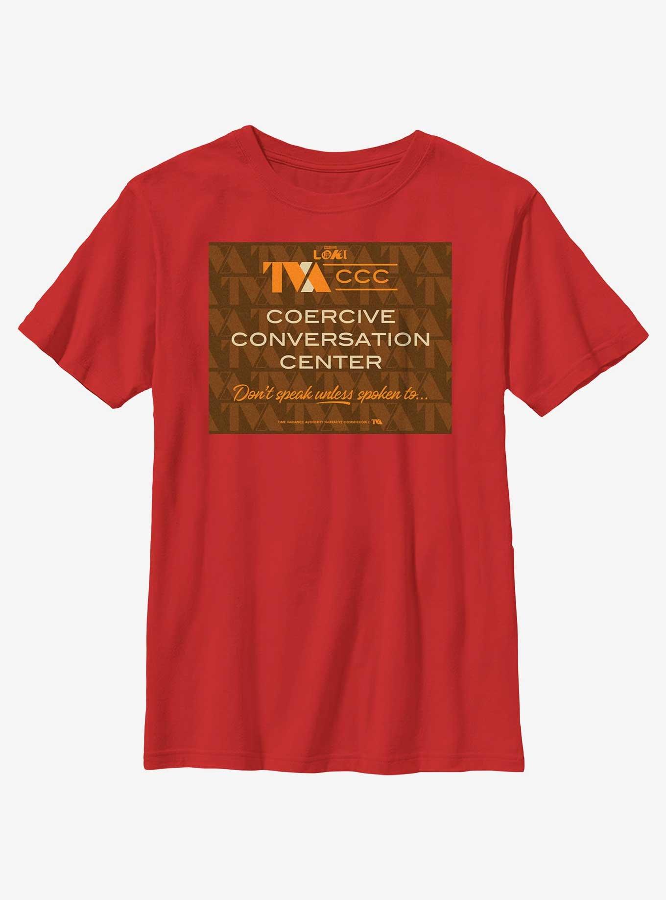 Marvel Loki Coercive Conversation Center Youth T-Shirt, RED, hi-res