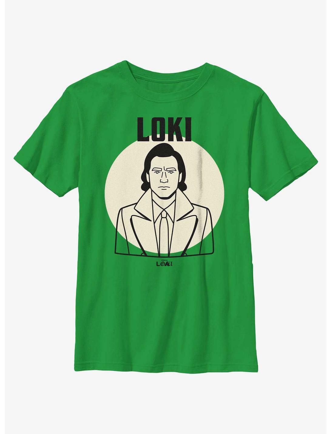 Marvel Loki Line Drawing Loki Portrait Youth T-Shirt, KELLY, hi-res