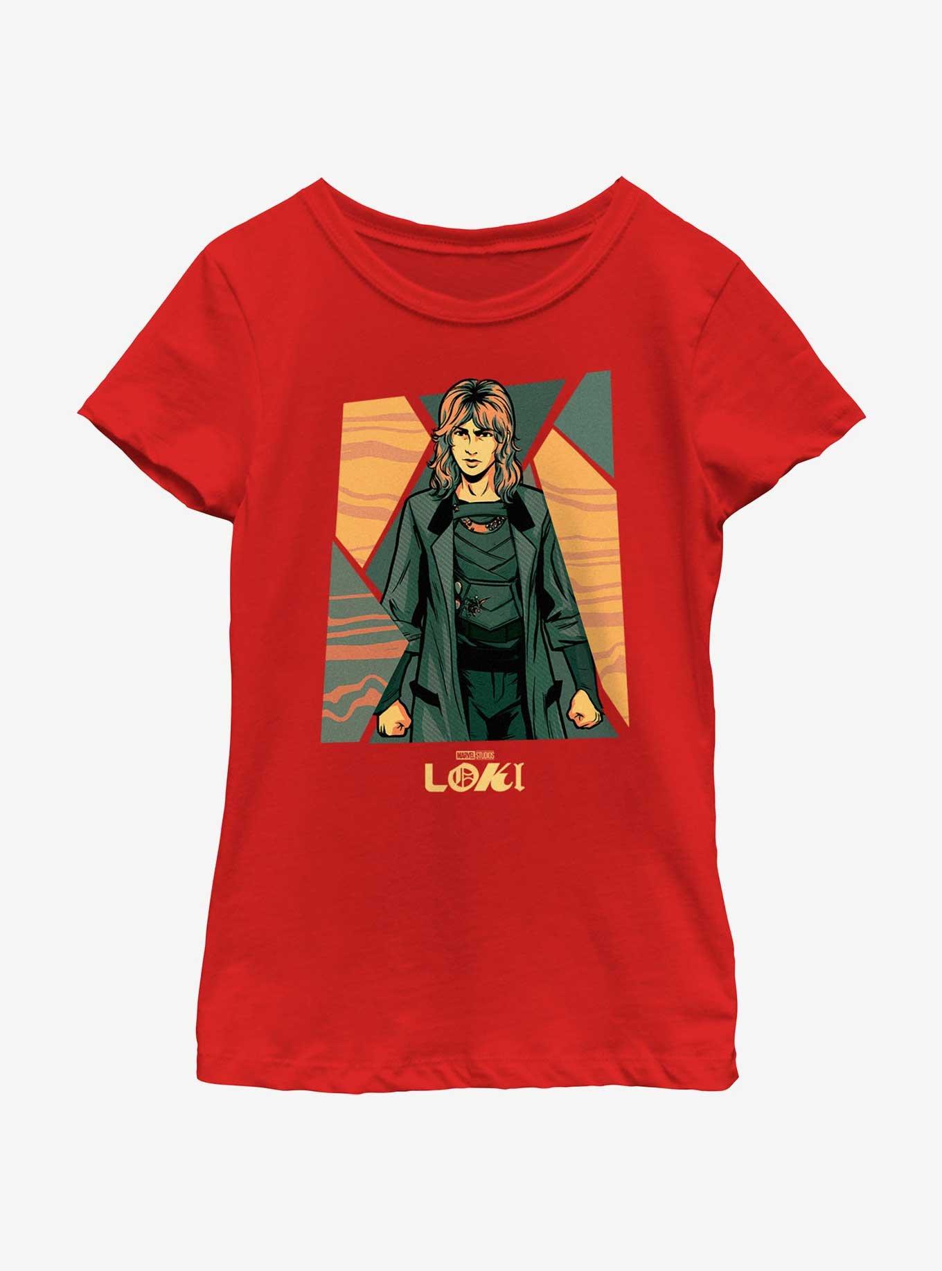 Marvel Loki Sylvie Hero Poster Youth Girls T-Shirt, RED, hi-res