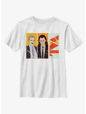 Marvel Loki Mobius and Loki TVA Logo Youth T-Shirt, , hi-res