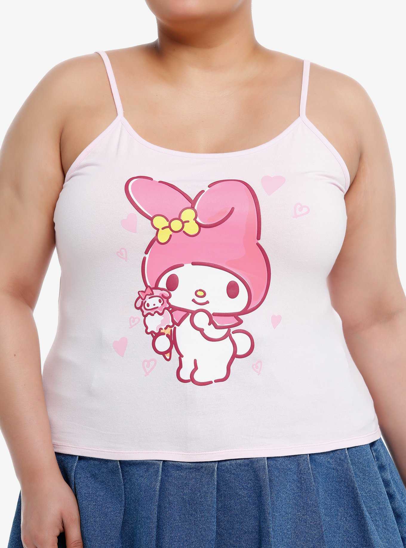 My Melody Hearts Ice Cream Girls Crop Cami Plus Size, , hi-res