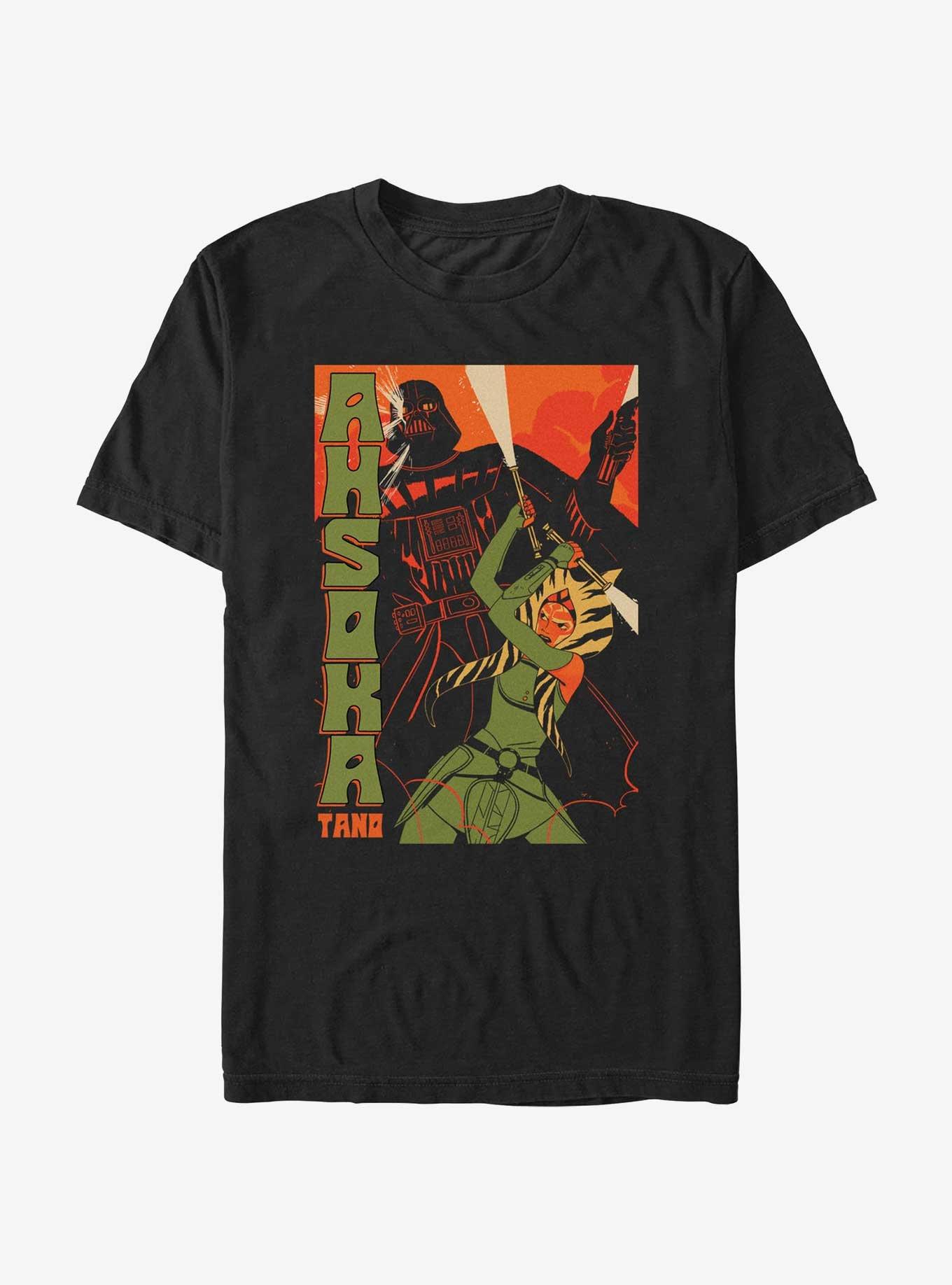 Star Wars Ahsoka Darth Vader Comic Style Battle T-Shirt