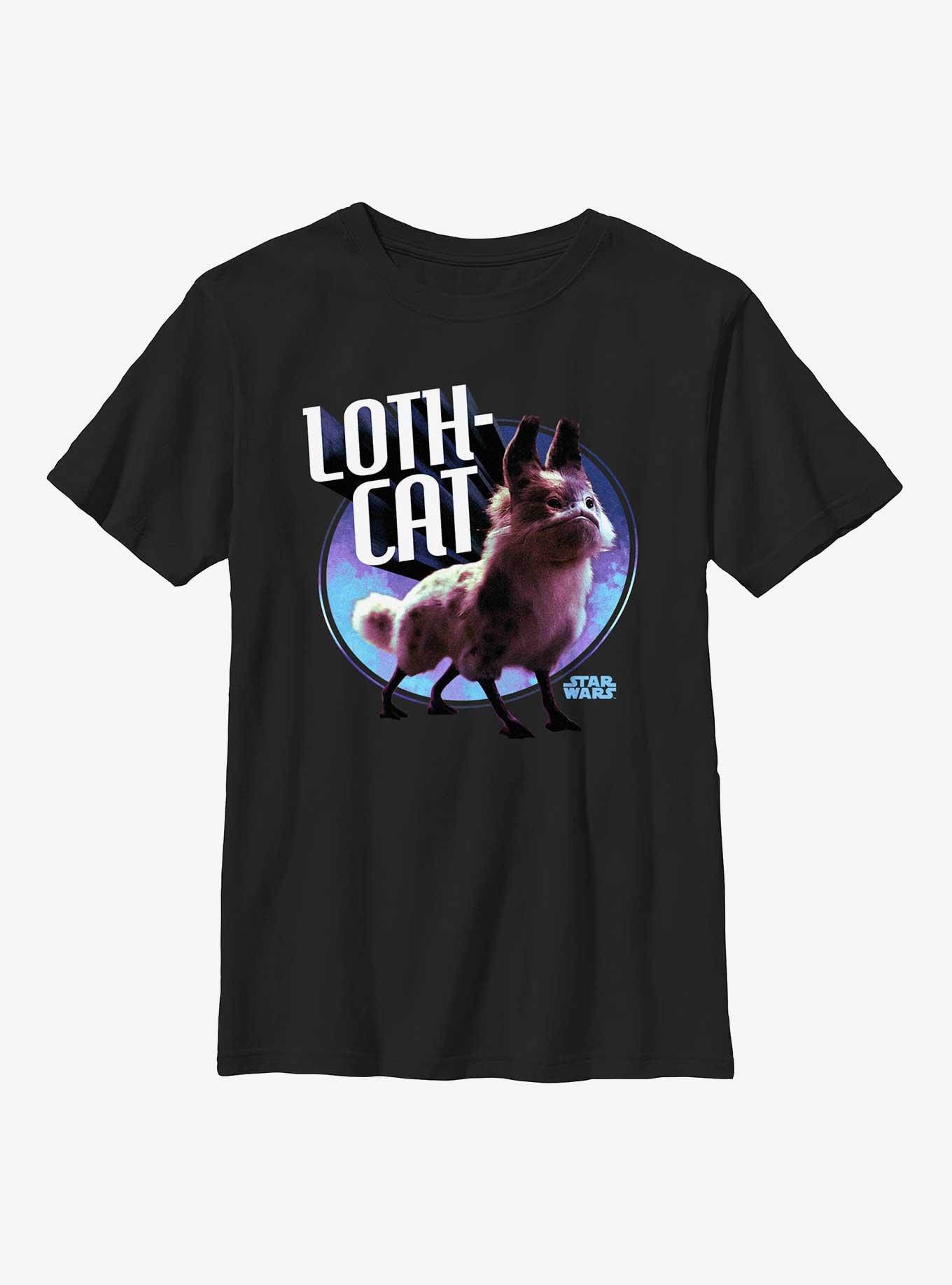 Star Wars Ahsoka Loth-Cat Youth T-Shirt BoxLunch Web Exclusive, BLACK, hi-res