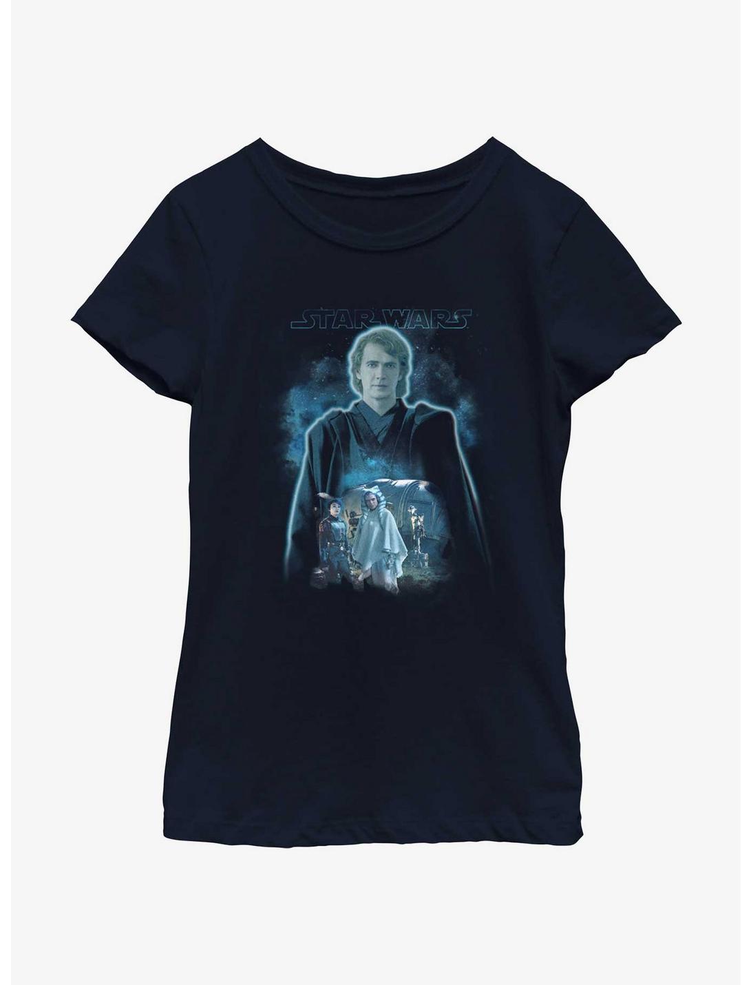 Star Wars Ahsoka Anakin Force Ghost Youth Girls T-Shirt BoxLunch Web Exclusive, NAVY, hi-res