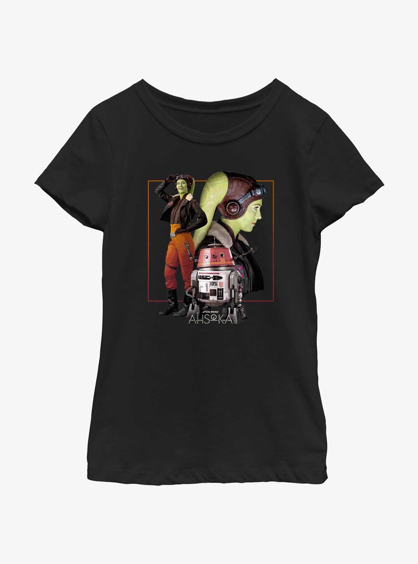 Star Wars Ahsoka Hera Syndulla And Chopper Youth Girls T-Shirt, BLACK, hi-res