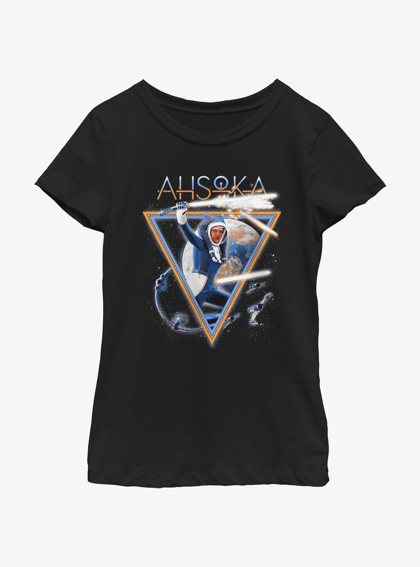 Star Wars Ahsoka In Space Youth Girls T-Shirt BoxLunch Web Exclusive, BLACK, hi-res