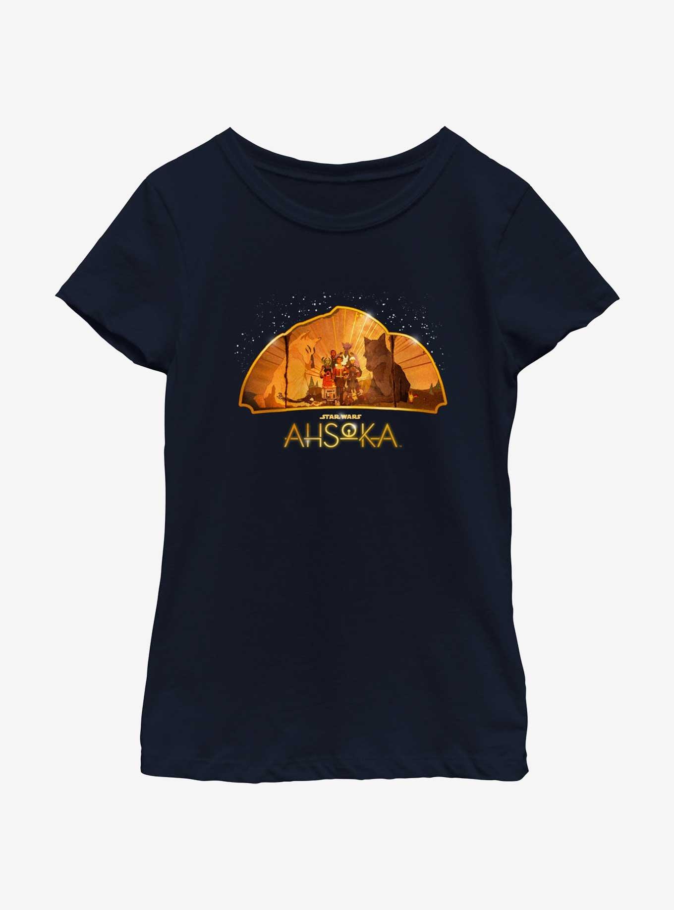 Star Wars Ahsoka Mural Youth Girls T-Shirt, NAVY, hi-res