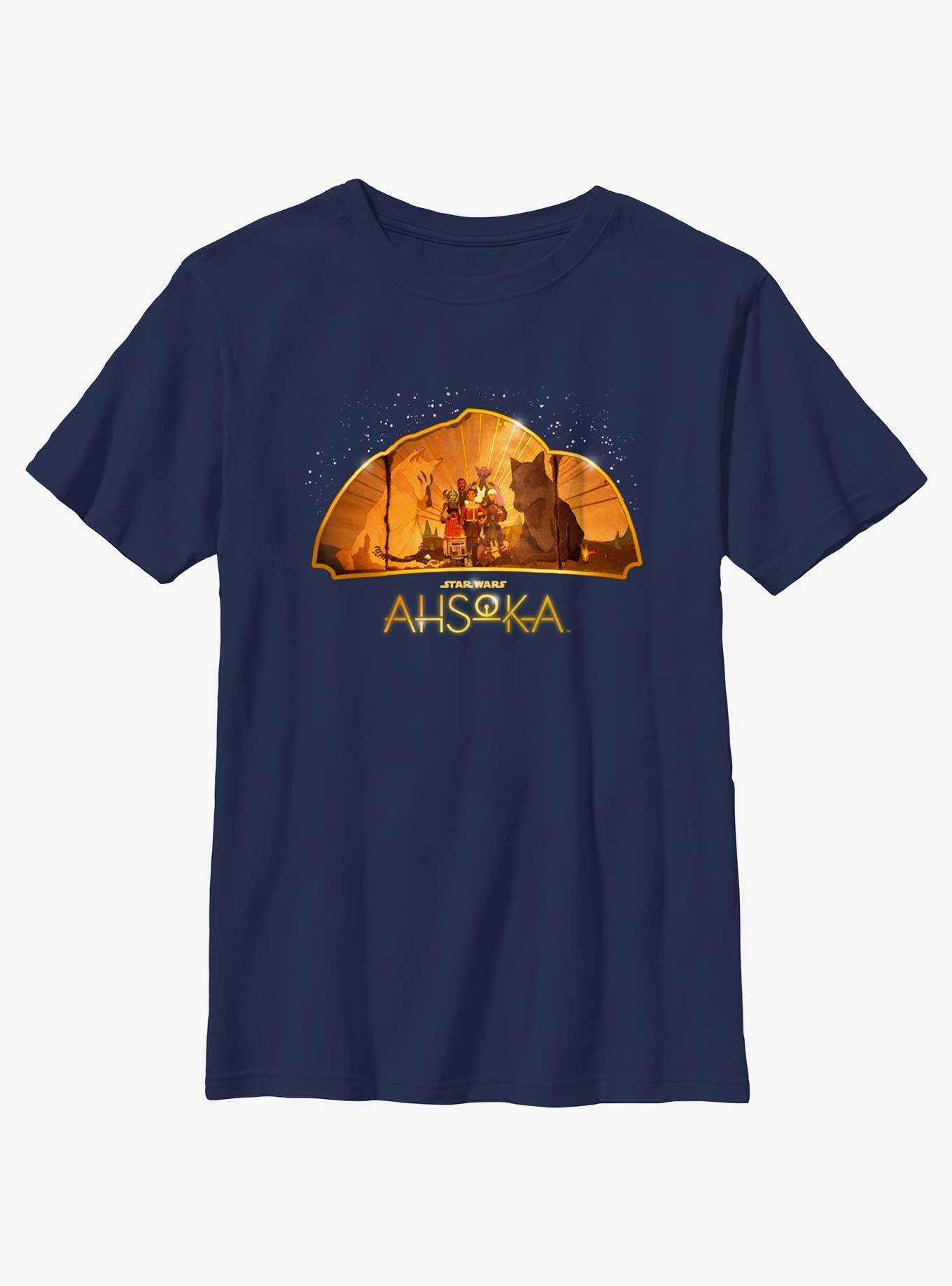 Star Wars Ahsoka Mural Youth T-Shirt, NAVY, hi-res