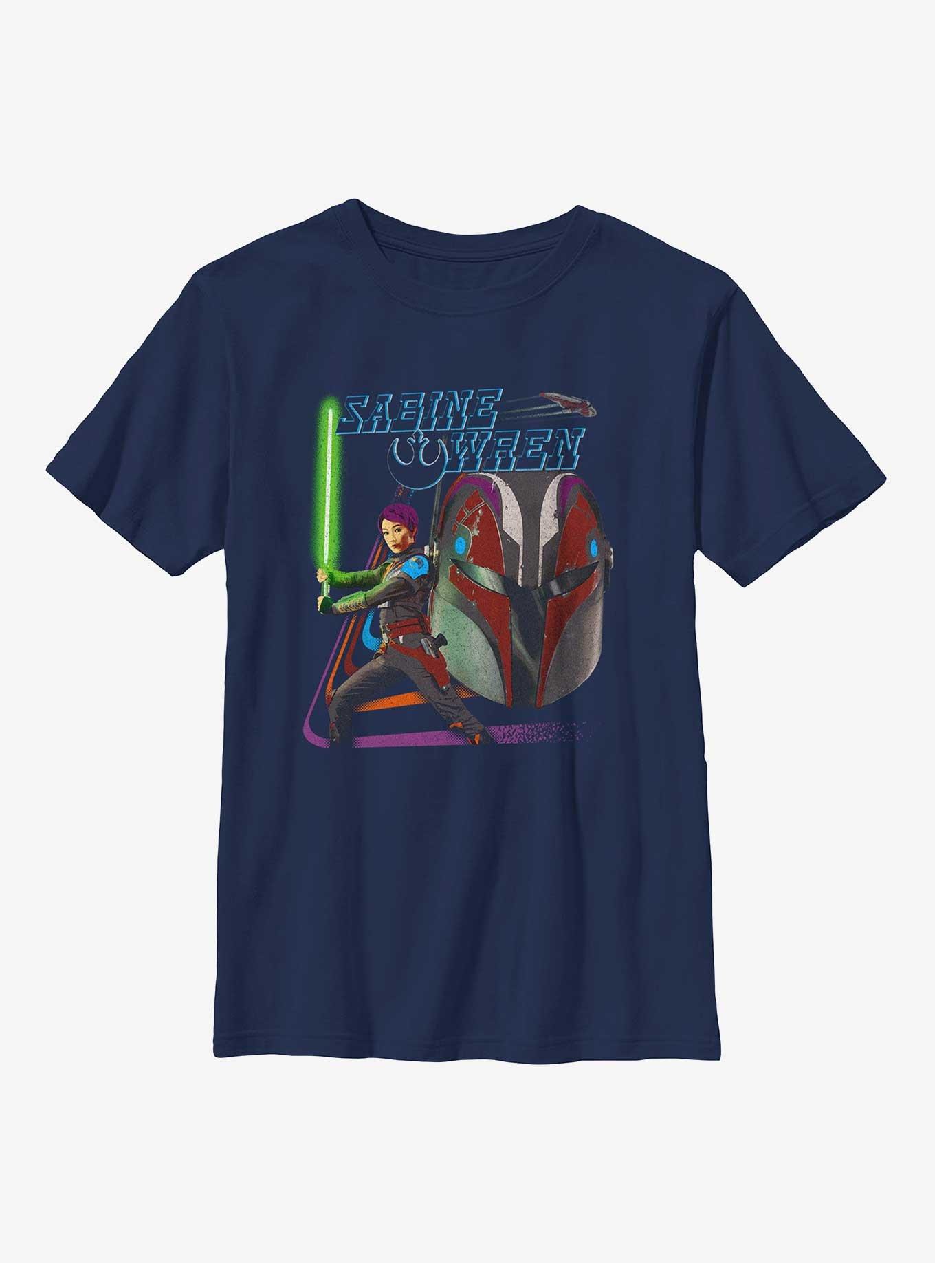 Star Wars Ahsoka Sabine Wren Youth T-Shirt BoxLunch Web Exclusive, NAVY, hi-res