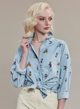 Her Universe Disney Mickey Mouse And Friends Denim Long-Sleeve Woven Button-Up Her Universe Exclusive