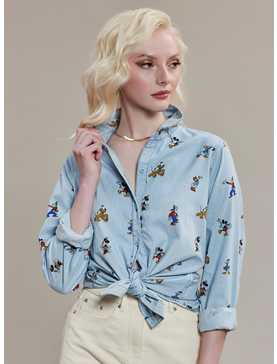 Her Universe Disney Mickey Mouse And Friends Denim Long-Sleeve Woven Button-Up Her Universe Exclusive, , hi-res