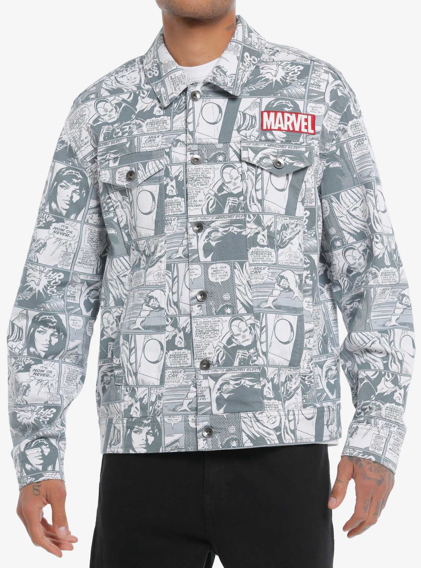 Our Universe Marvel Comic Panels Oversized Denim Jacket Our Universe Exclusive, , hi-res